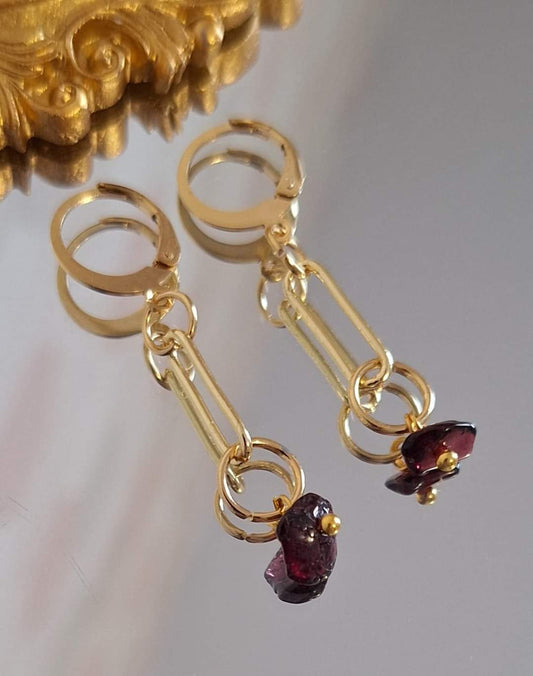 Boucles d'oreilles Grenat.