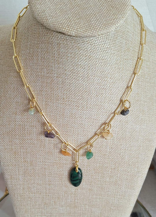 Collier Malachite et mix de Gemmes.