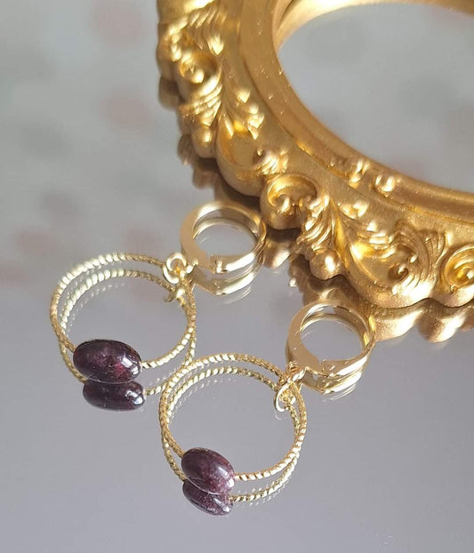 Boucles d'oreilles en Grenat.