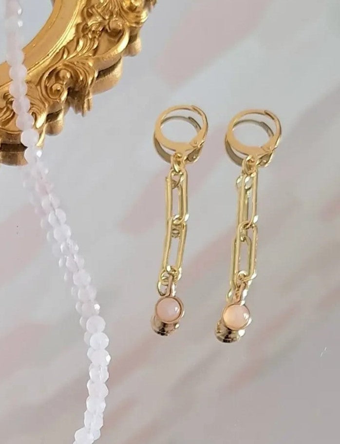 Boucles d'oreilles en Quartz Rose